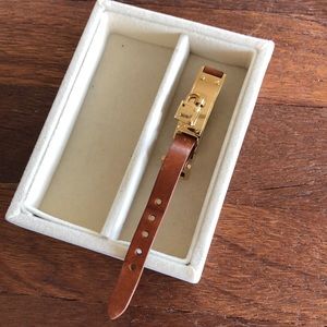 Michael Kors Women’s Leather Bracelet with Gold Lock Charm Vintage Old Money